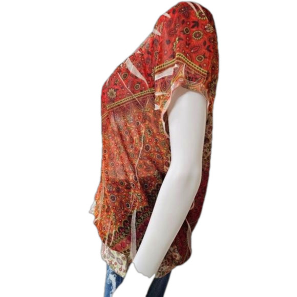 FANG Floral Print Short Sleeve Blouson Size XL - Picture 4 of 14